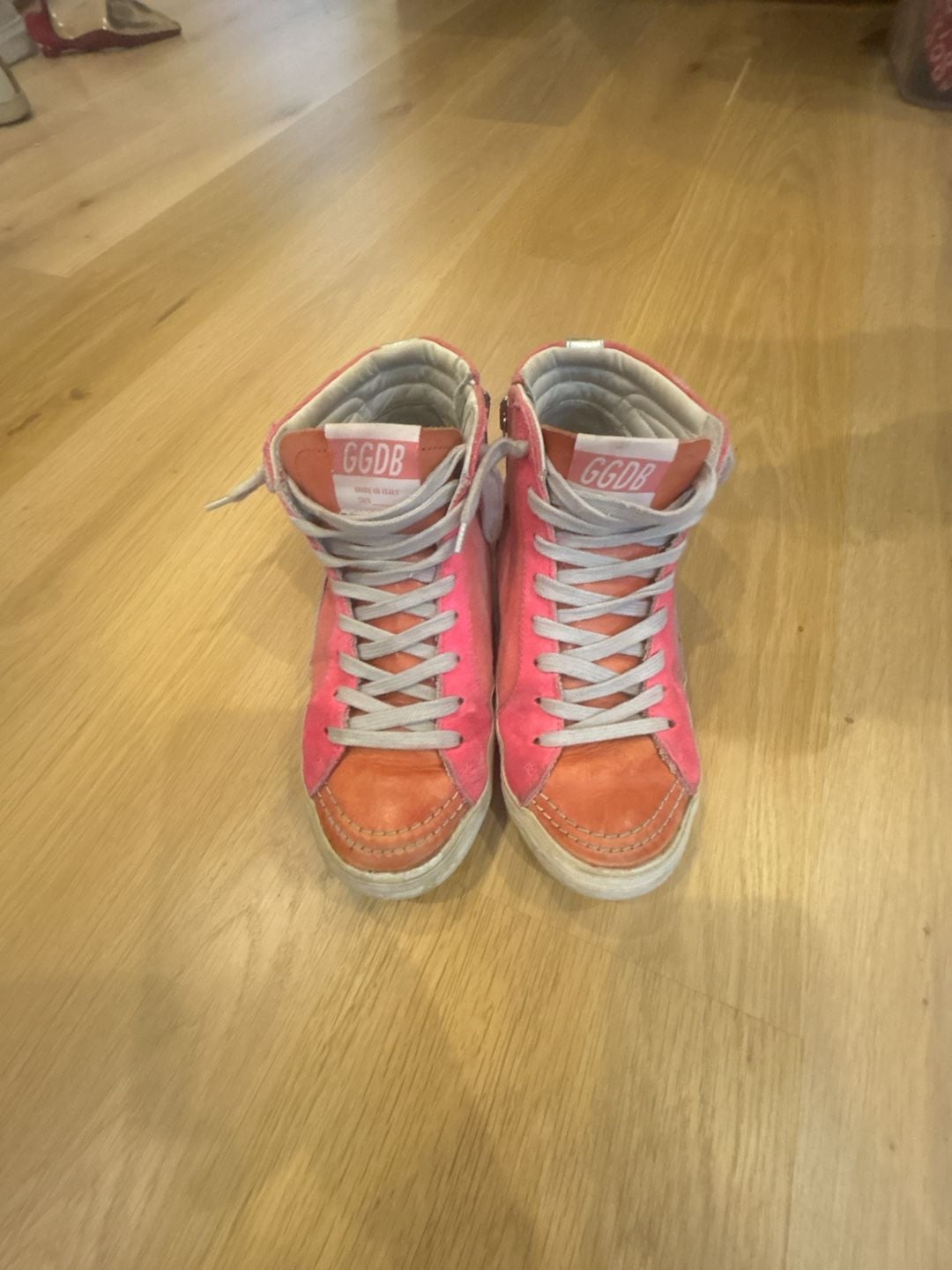 Golden Goose Slide High Top Sneakers Pink Orange